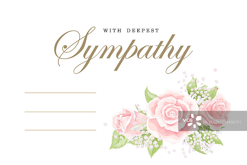 慰问鲜花卡片（奶油粉红玫瑰）图片素材