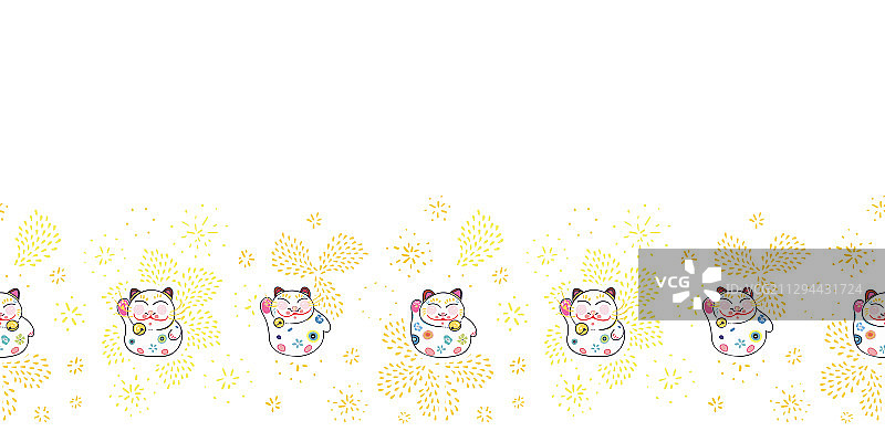 金色烟花卡哇伊花卉边框图片素材