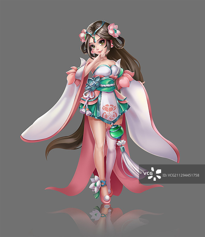 CG 莲花 荷花 立绘 角色设定 游戏原画 美女 古风图片素材