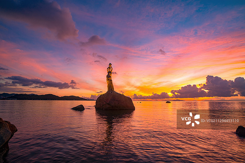 珠海渔女早霞图片素材