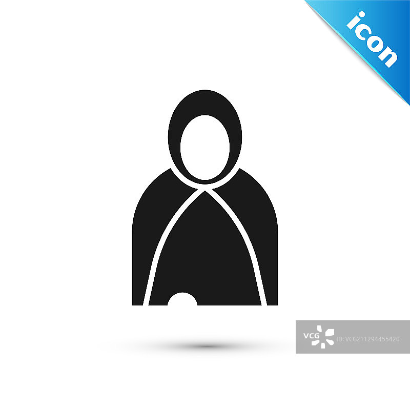 白色背景上的灰色斗篷披肩图标图片素材