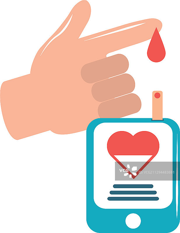 医生手部血糖测试扁平风格图标图片素材