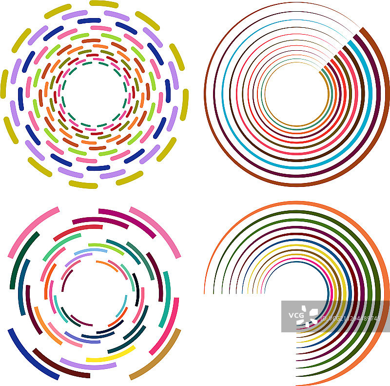 杂色和彩色螺旋图案组合图片素材