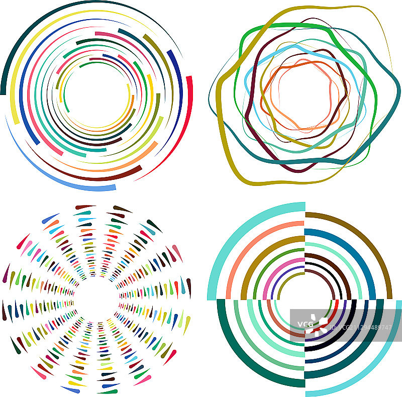 杂色和彩色螺旋图案组合图片素材