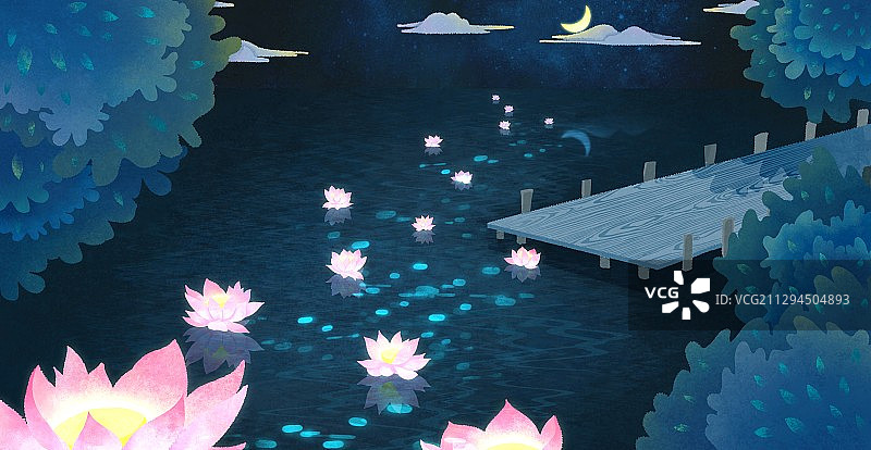 处暑 放荷灯图片素材