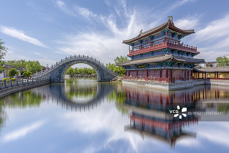 河南开封宋都御河沿岸古典建筑图片素材