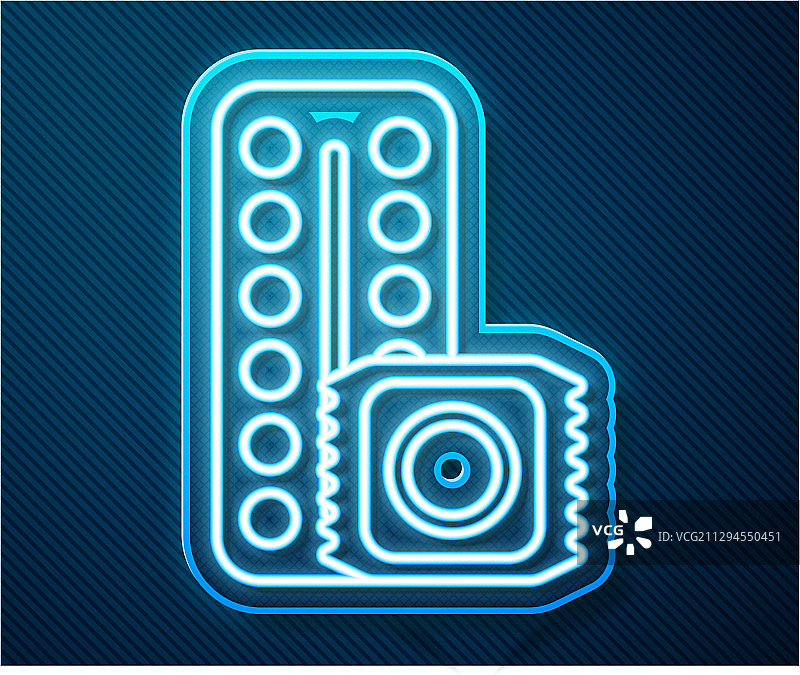 发光的霓虹线避孕药包装图片素材