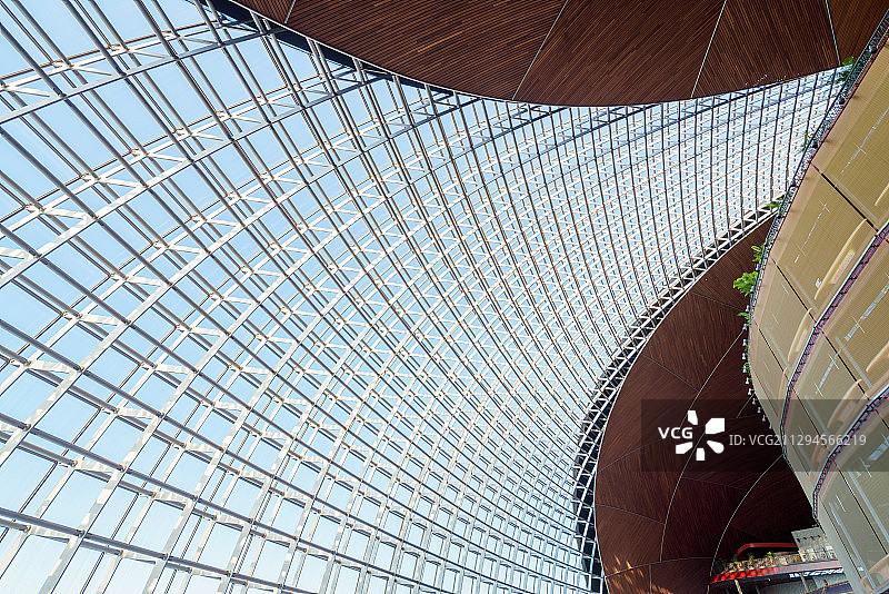 国家大剧院内部空间-穹顶立面大特写图片素材
