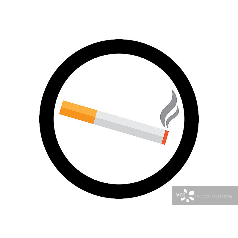 黑色圆圈吸烟区和烟雾图标图片素材