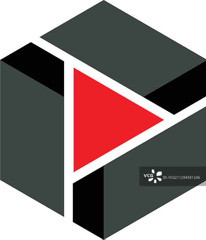 六边形内的播放按钮设计图片素材