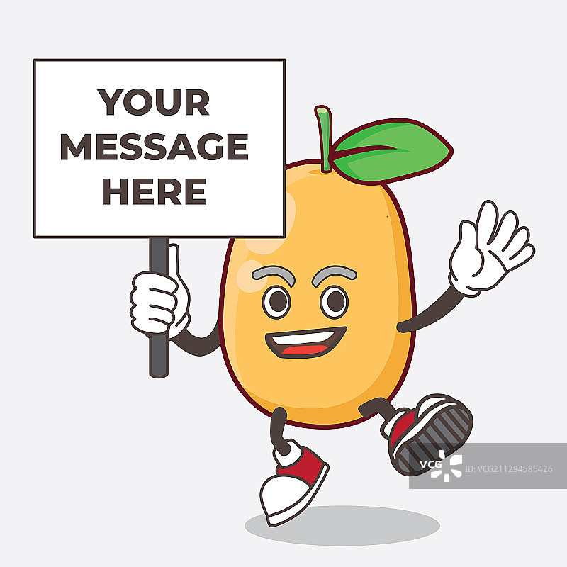 带木板的金桔水果卡通吉祥物图片素材