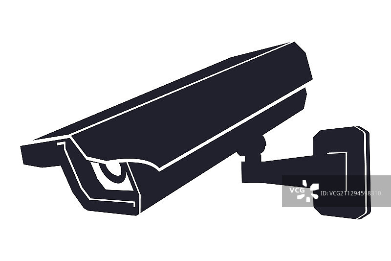 闭路电视摄像头黑色轮廓扁平图标图片素材