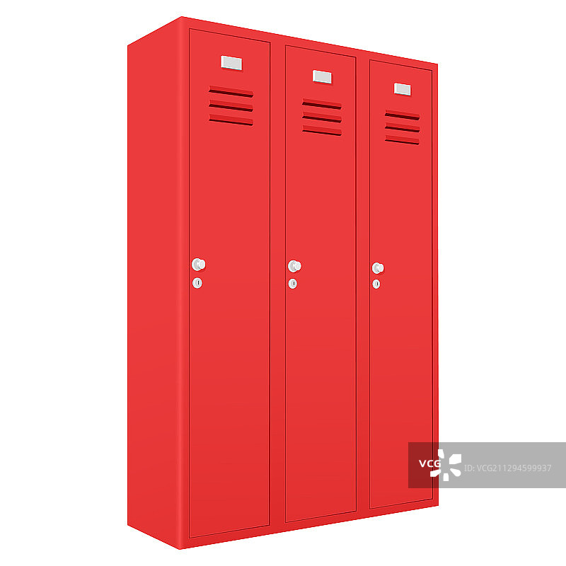 一排红色储物柜图片素材