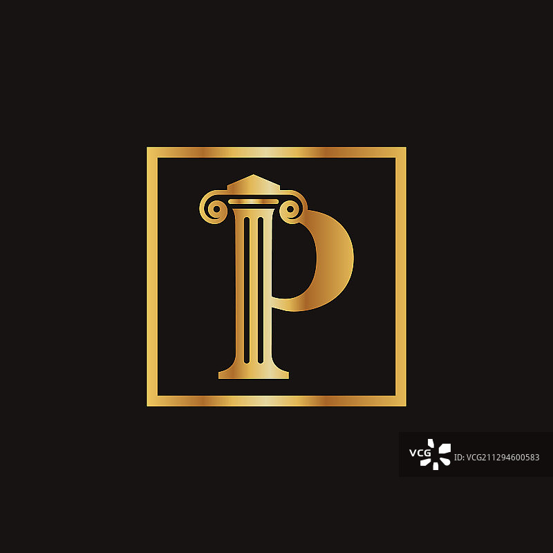 具有创意现代风格的律师法律字母P标志图片素材