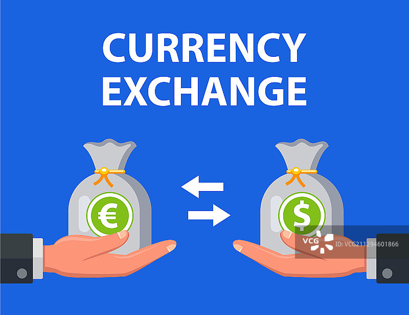 男人用美元兑换欧元图片素材