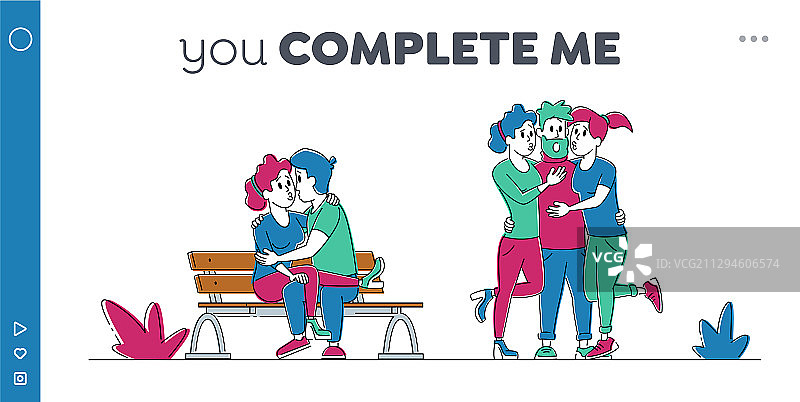 情侣亲吻场景着陆页模板图片素材