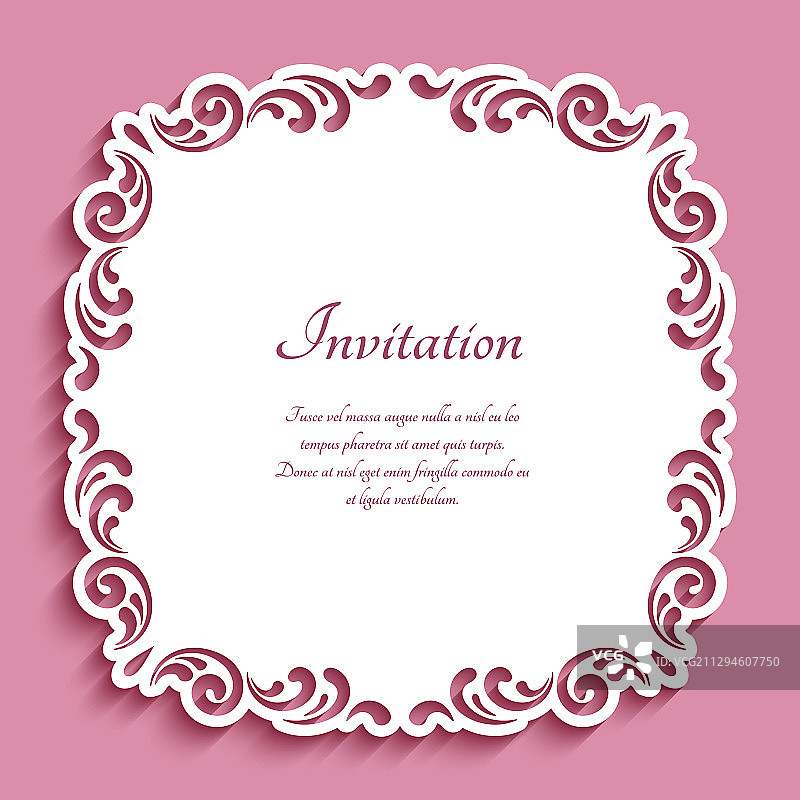 带镂空边框图案的方形蕾丝花边图片素材