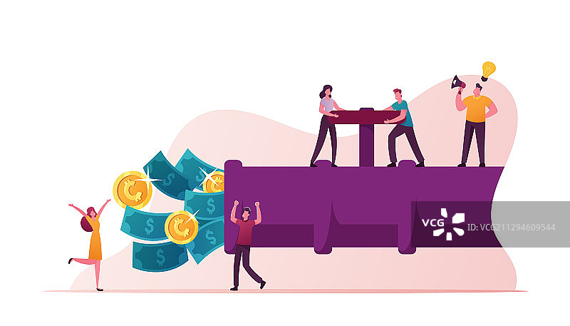 资金流动概念微型人物图片素材