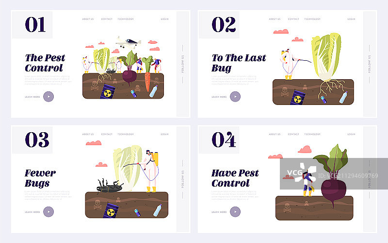 农场主害虫防治着陆页模板图片素材