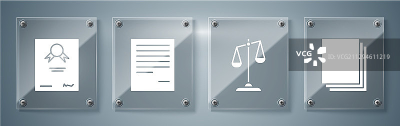 干净的纸张、天平和法律文件图片素材