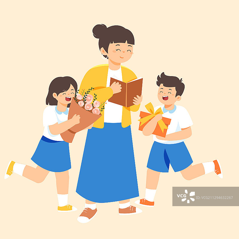 卡通教师节在线教育学生儿童教育学习电商购物节促销活动矢量插画图片素材
