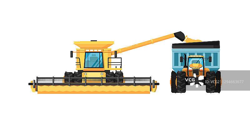 农业联合收割机与拖拉机图片素材