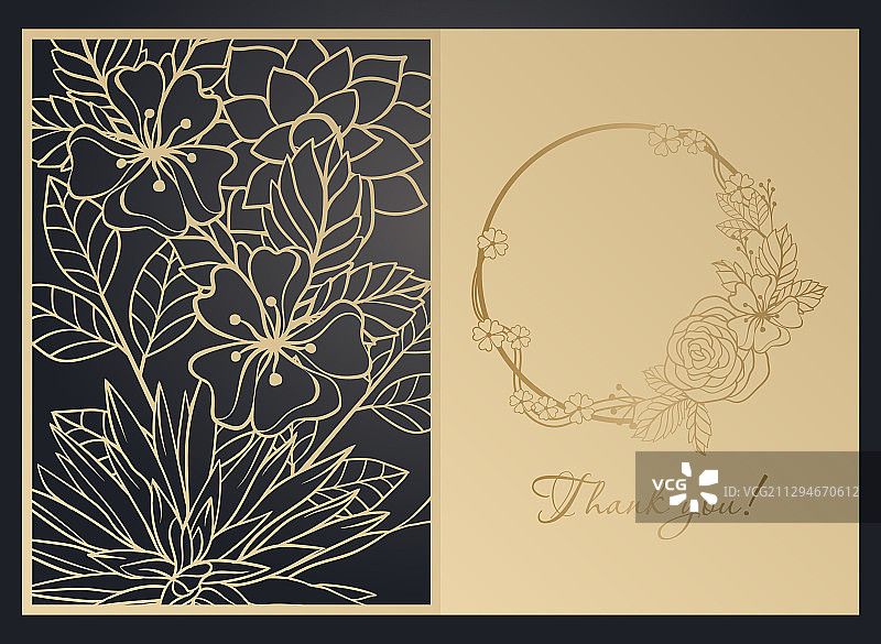 带有激光切割花卉图案的贺卡图片素材