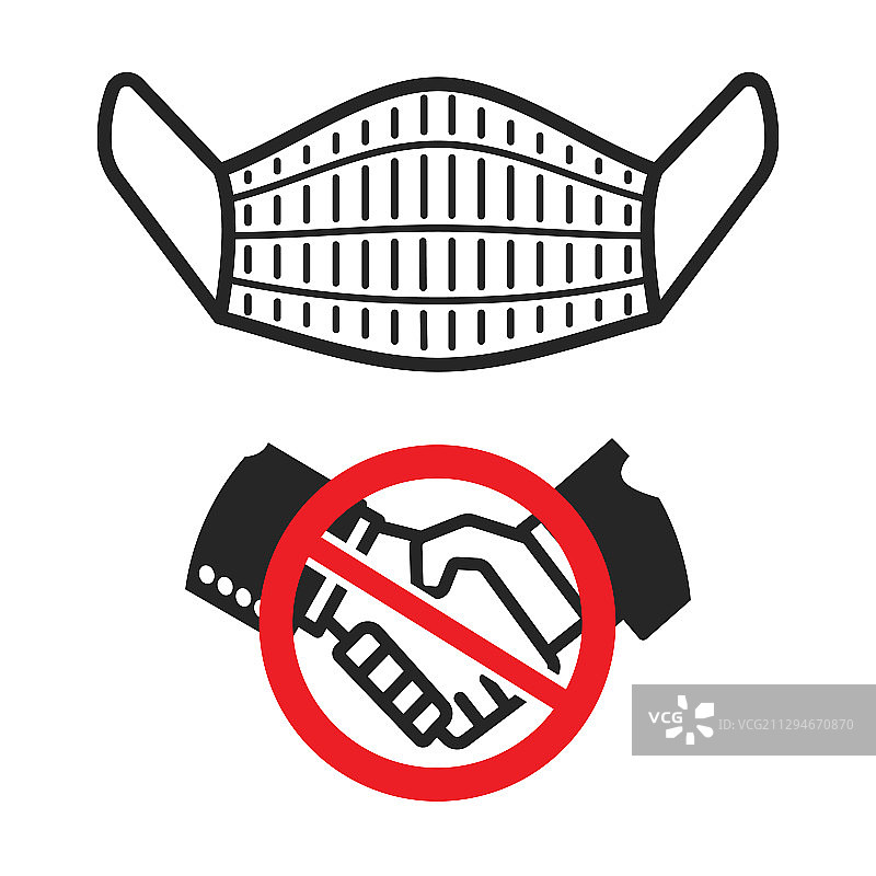 防护口罩和禁止握手图标图片素材