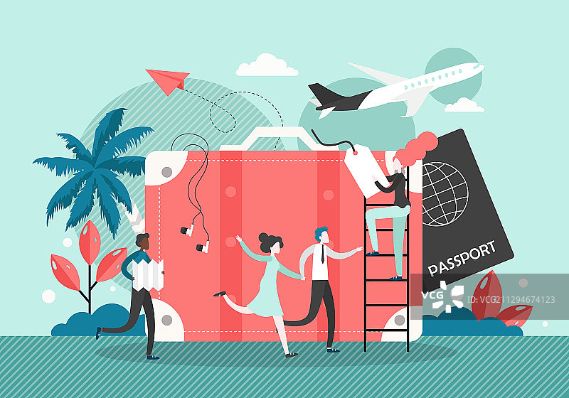 旅行时间扁平风格设计图片素材