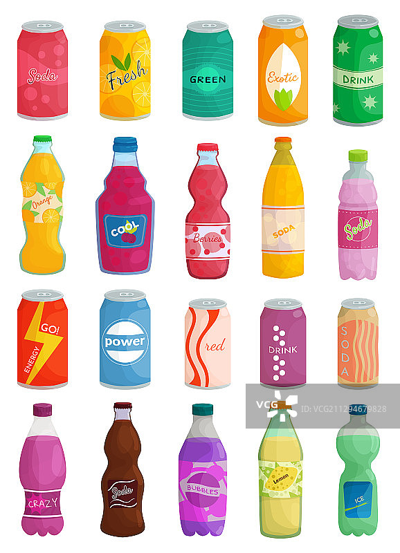 汽水饮料独立卡通集图标卡通图片素材