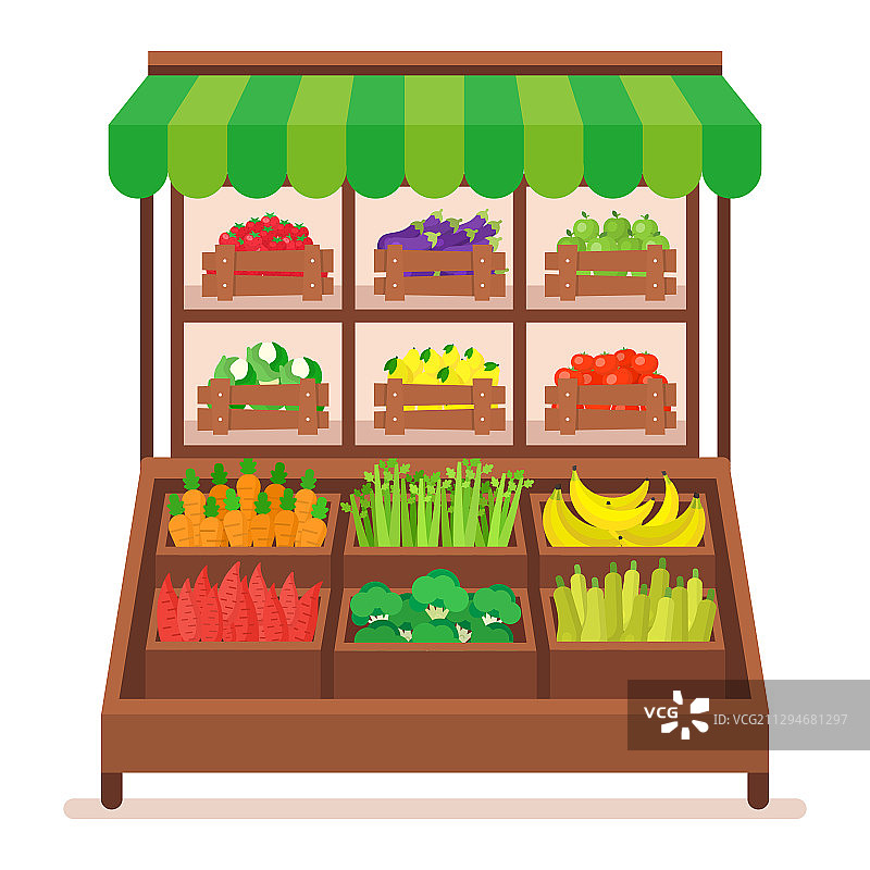 卡通彩色超市蔬菜水果图片素材
