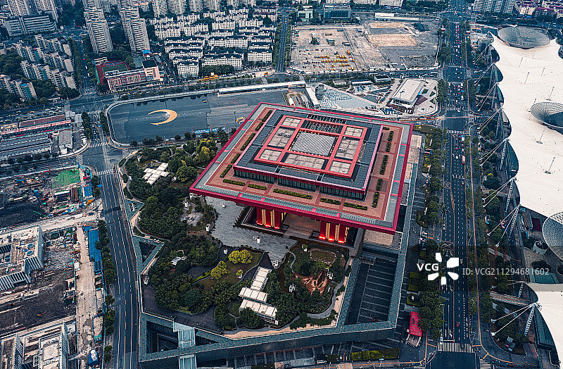 上海世博园中国馆航拍图片素材