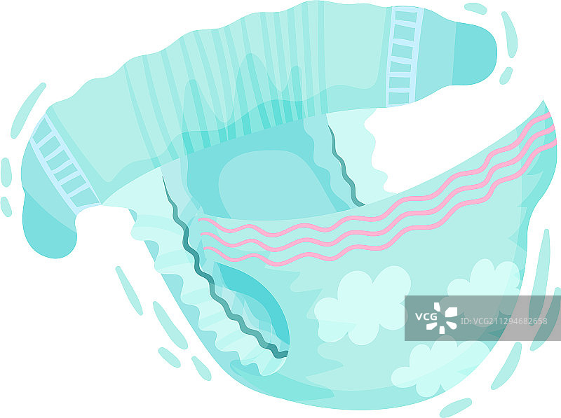 白色背景上带贴纸的打开的尿布图片素材