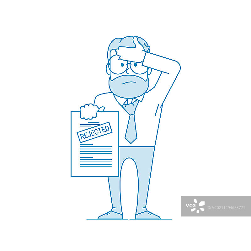 不满的男人出示一份被拒绝的文件图片素材
