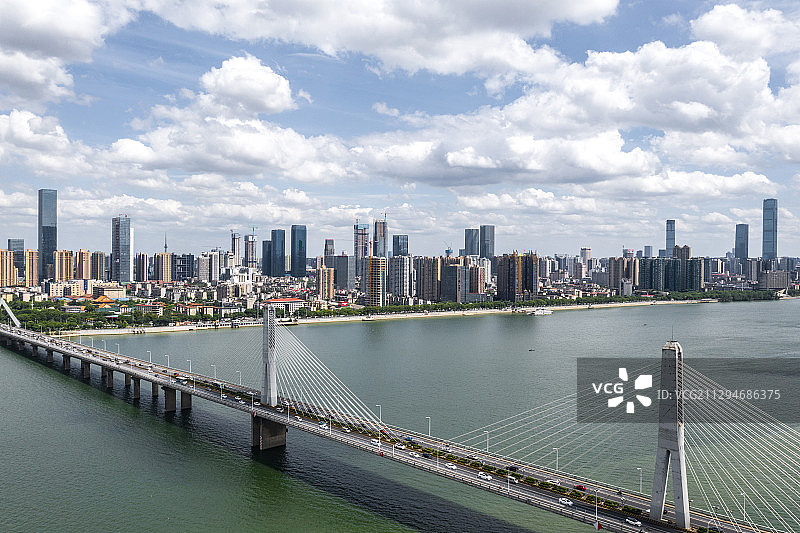 航拍长沙湘江大桥图片素材