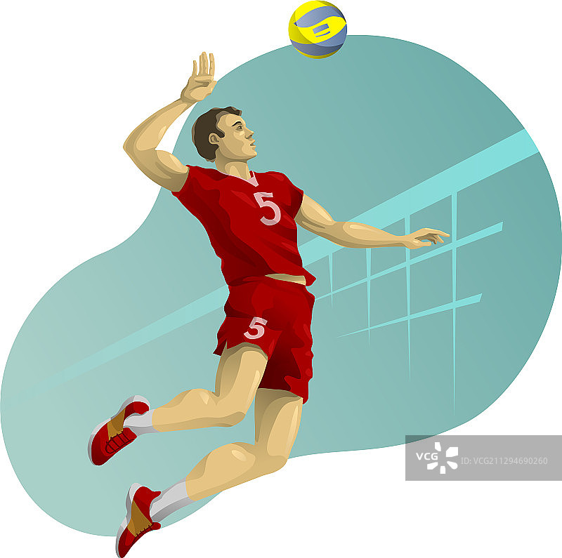 进攻中的排球运动员图片素材