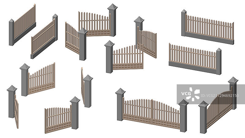 白色背景上的栅栏和大门图片素材