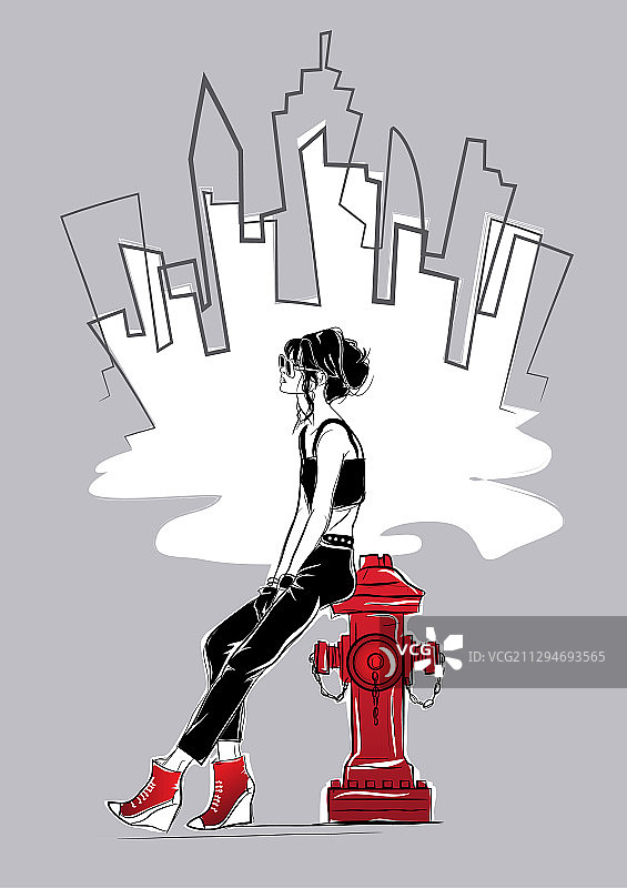 素描风格时尚女郎图片素材