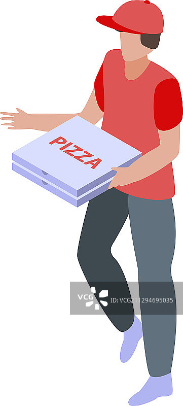 等距风格披萨配送图标图片素材