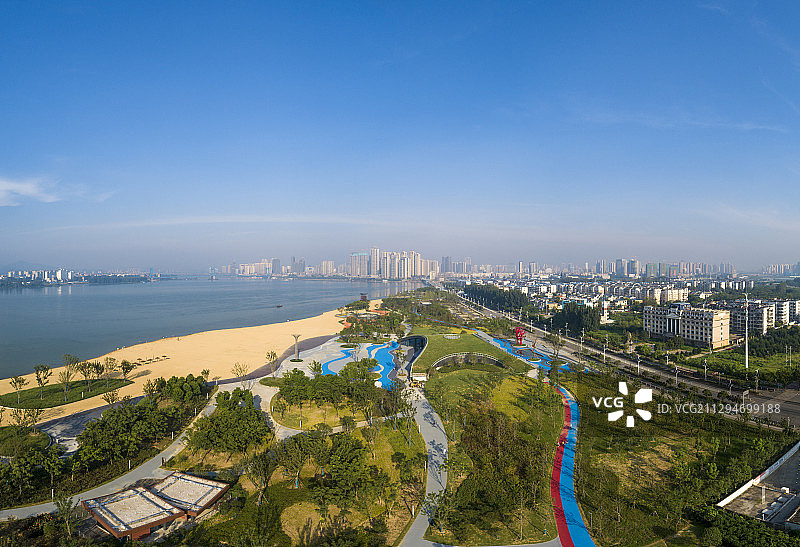 航拍湖北襄阳鱼梁洲风光图片素材