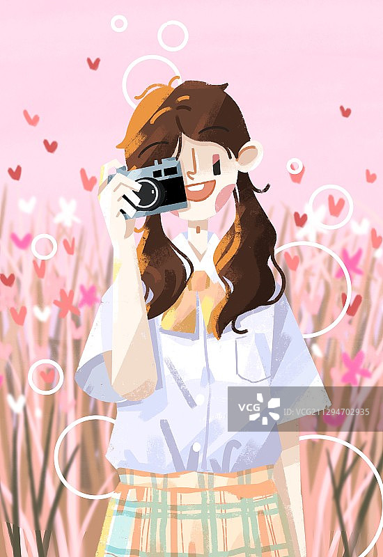 拍照的女孩图片素材