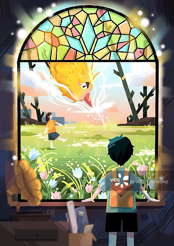 窗口的男孩图片素材