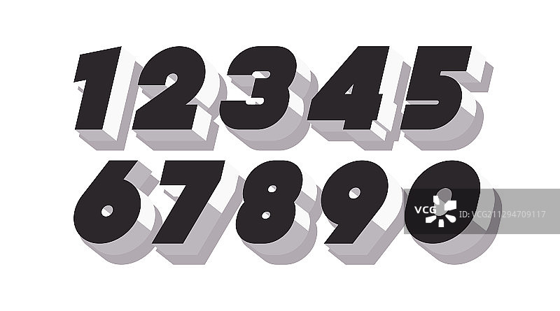 3D黑白粗体数字组合图片素材
