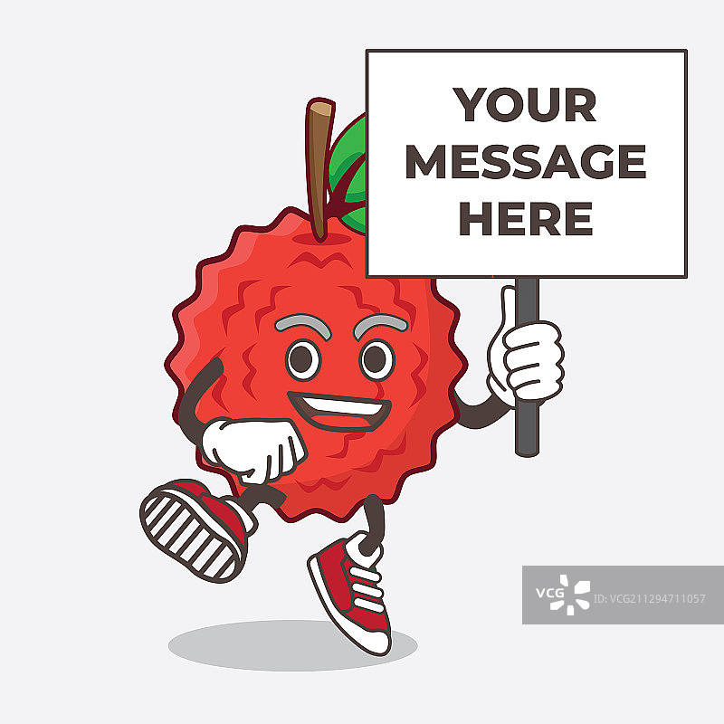 拿着木板的卡通枇杷吉祥物图片素材