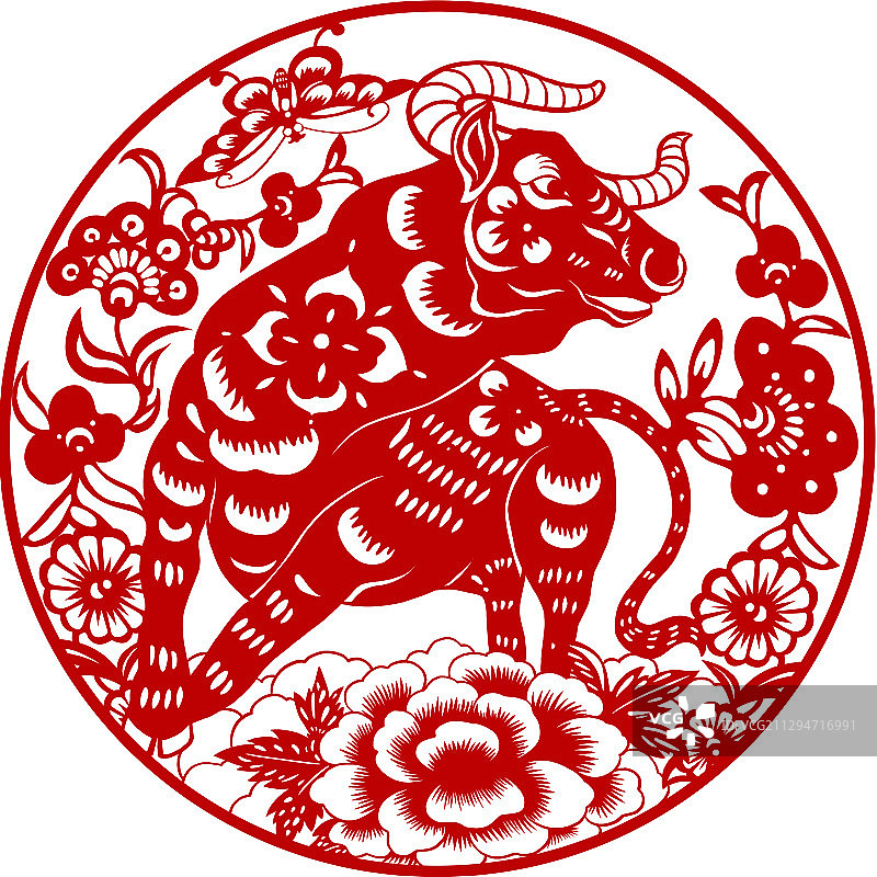 牛年剪纸图片素材