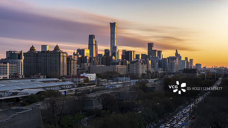 北京明城墙日出朝霞图片素材