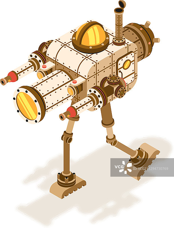 2.5D蒸汽朋克机器人或格斗机图片素材