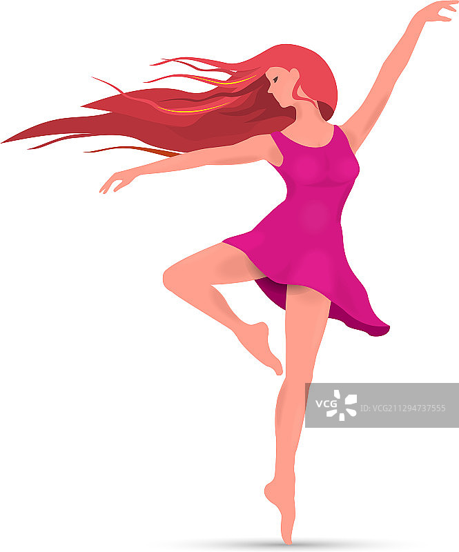 穿着粉色连衣裙的年轻舞蹈女孩图片素材