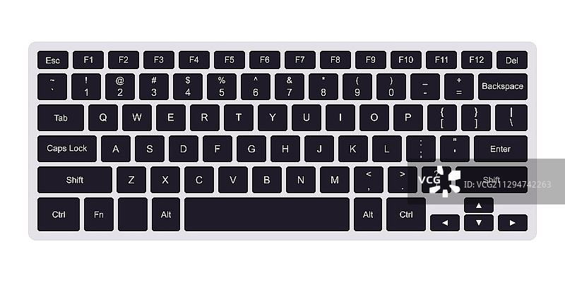 带有黑色按键的笔记本电脑QWERTY键盘图片素材