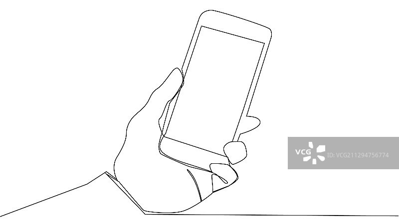 连续线条画手部使用社交媒体图片素材